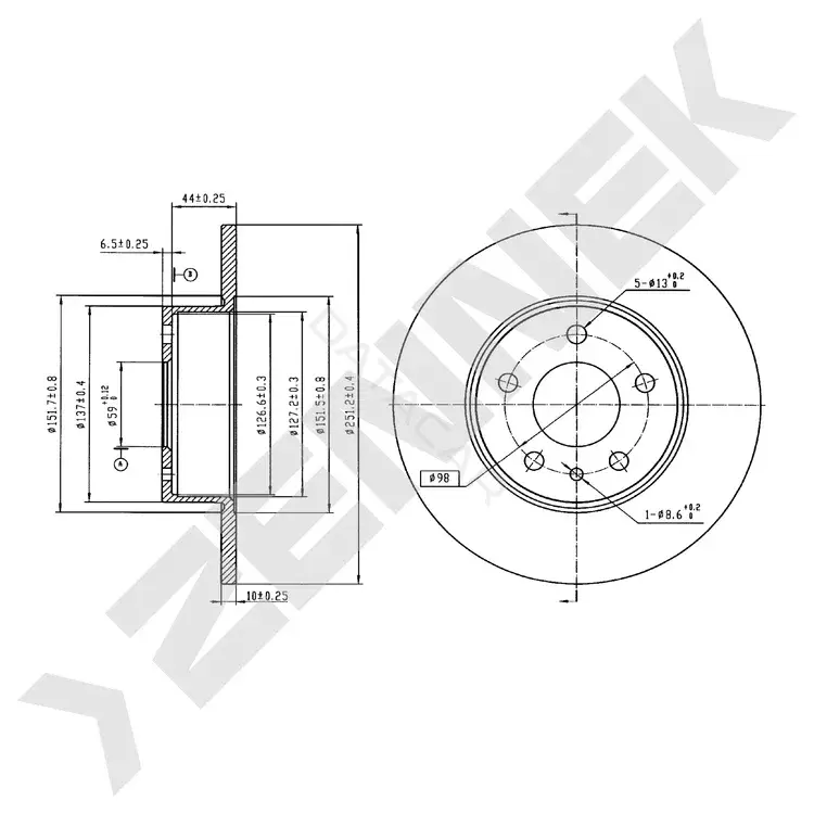 Тормозные диски ZENNEK DBD0295