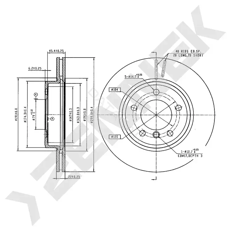 Тормозные диски ZENNEK DBD0302