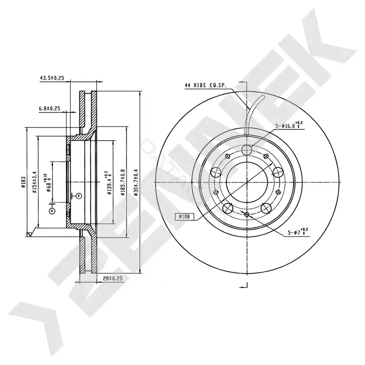 Тормозные диски ZENNEK DBD0444