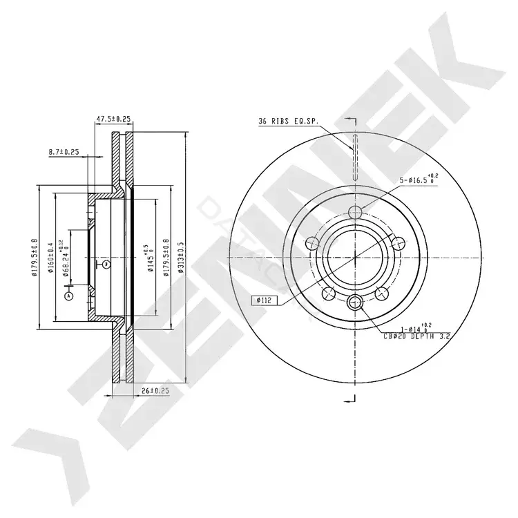 Тормозные диски ZENNEK DBD0464
