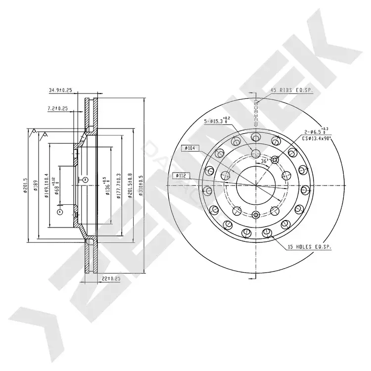 Тормозные диски ZENNEK DBD0479