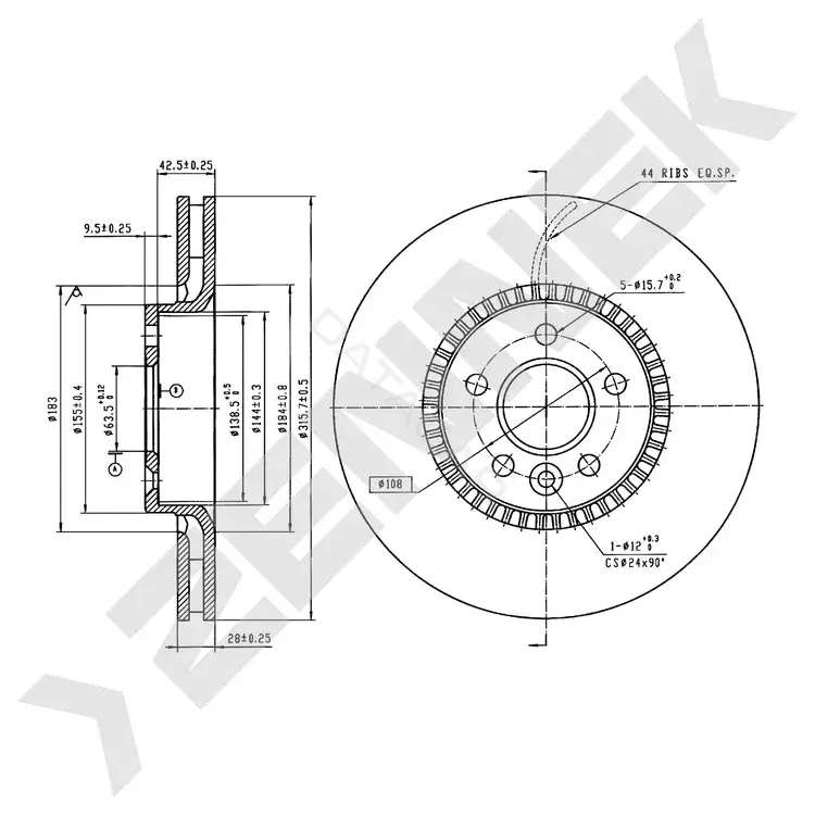 Тормозные диски ZENNEK DBD0487