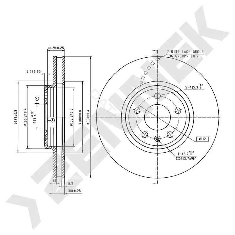 Тормозные диски ZENNEK DBD0499