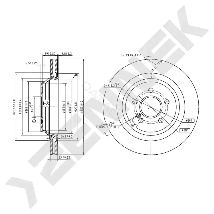 Тормозные диски ZENNEK DBD0503