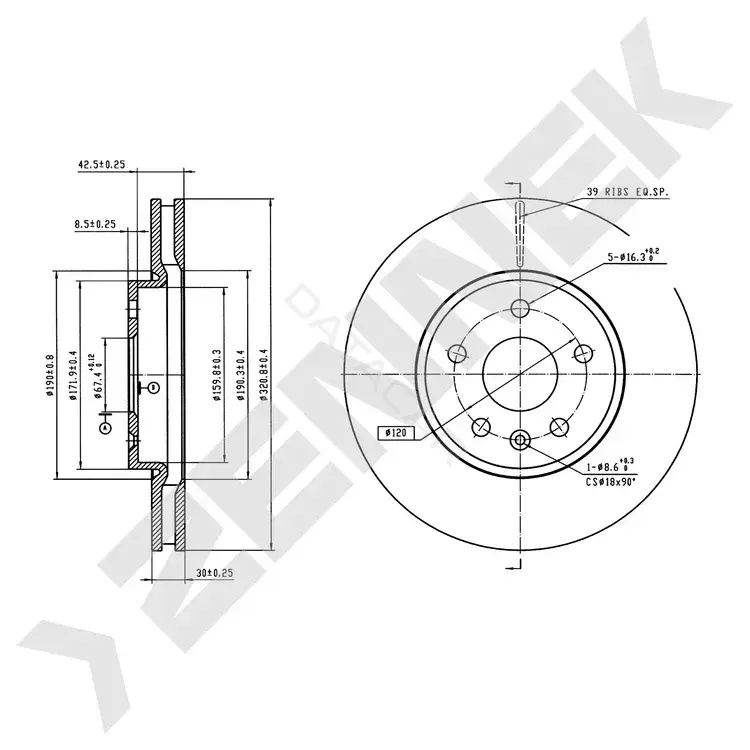 Тормозные диски ZENNEK DBD0516