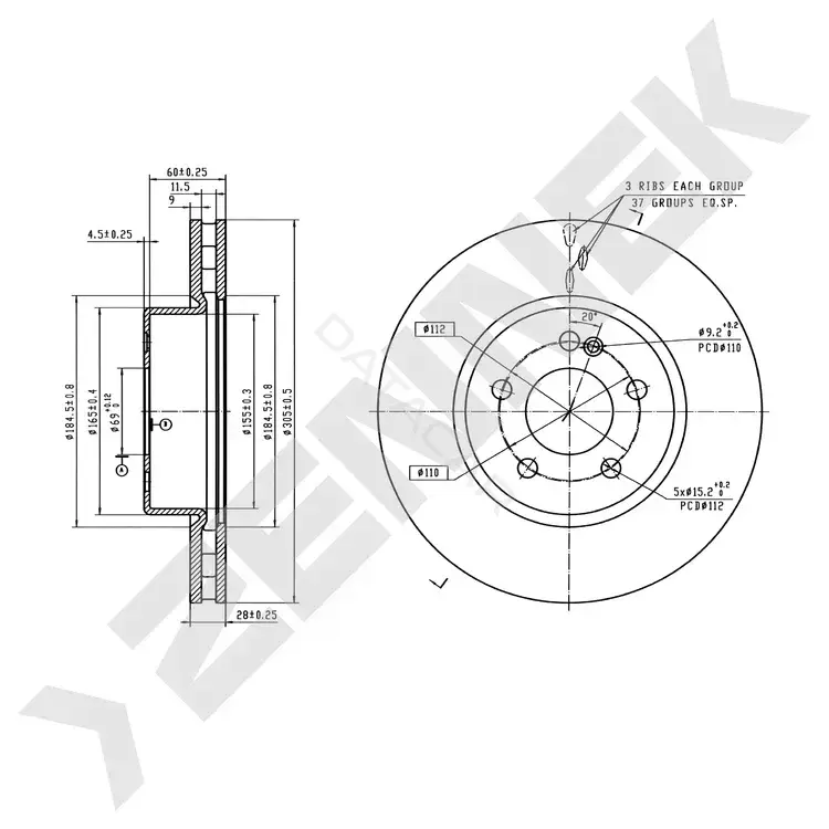 Тормозные диски ZENNEK DBD0582