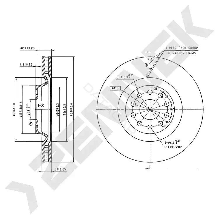 Тормозные диски ZENNEK DBD0623