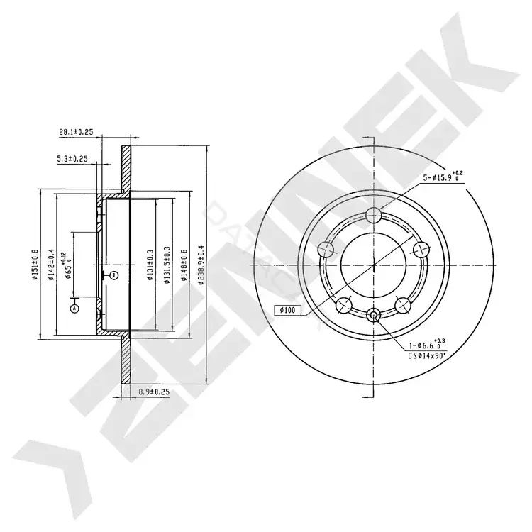 Тормозные диски ZENNEK DBD0736