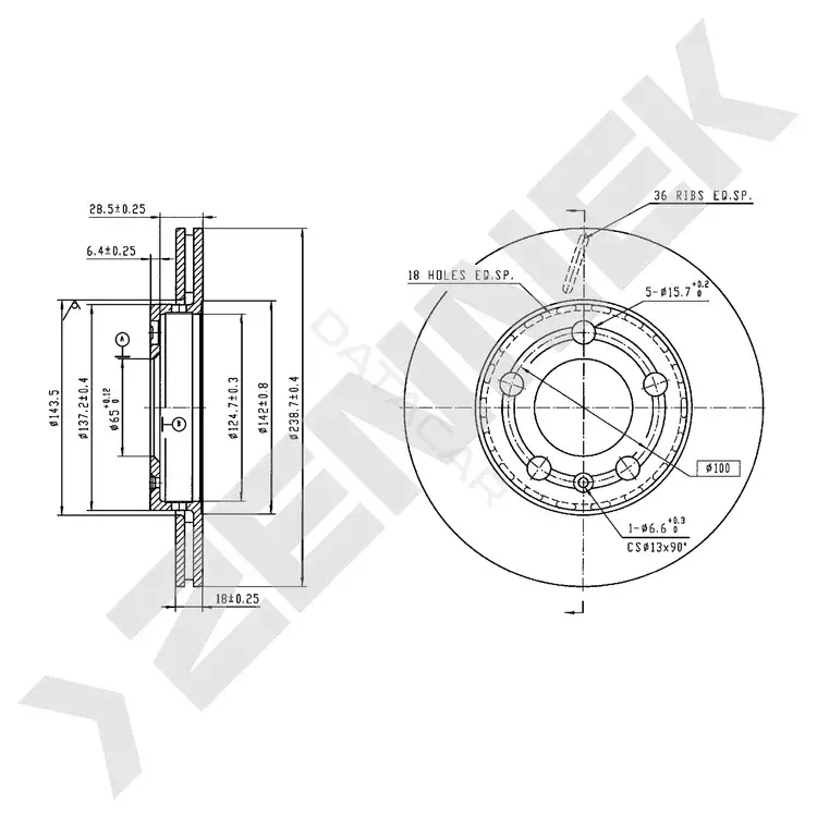 Тормозные диски ZENNEK DBD0789