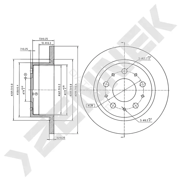 Тормозные диски ZENNEK DBD0858