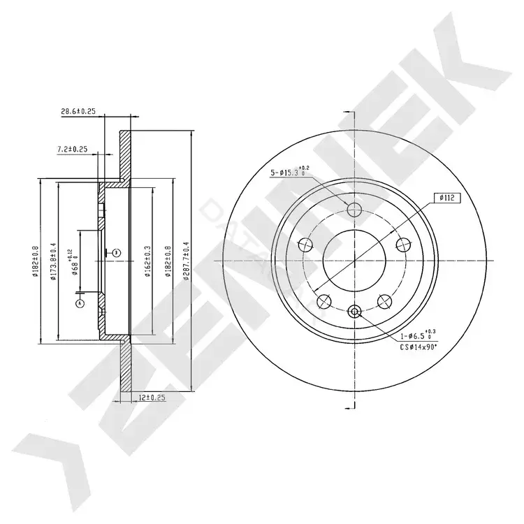 Тормозные диски ZENNEK DBD0860