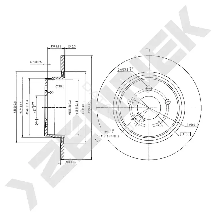 Тормозные диски ZENNEK DBD0871