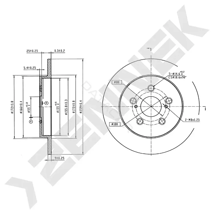 Тормозные диски ZENNEK DBD0952