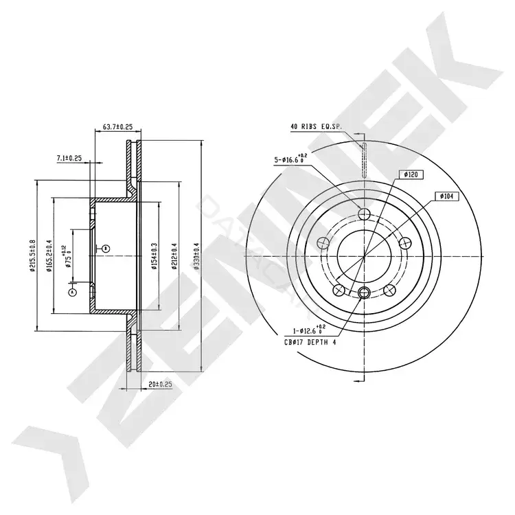 Тормозные диски ZENNEK DBD0991