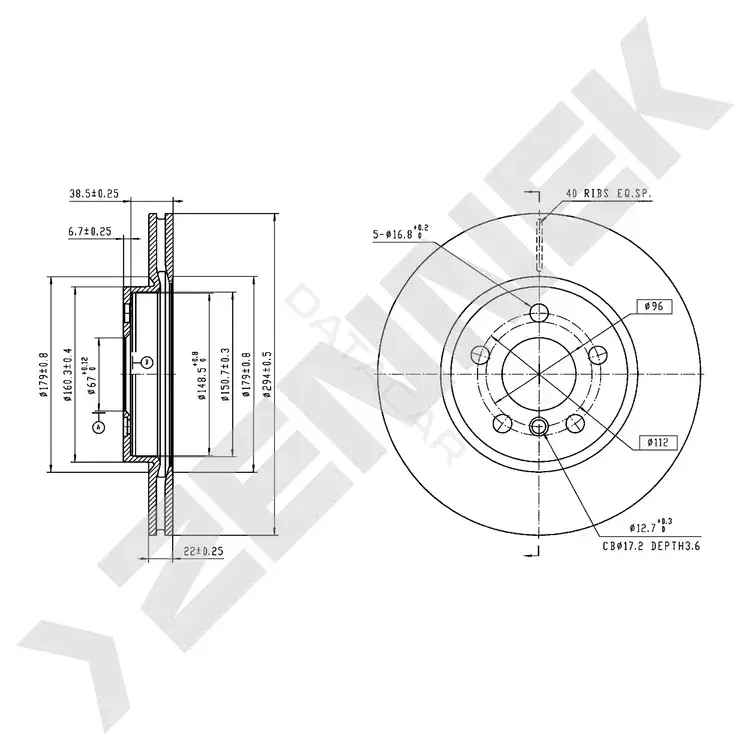 Тормозные диски ZENNEK DBD1049