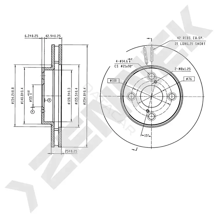 Тормозные диски ZENNEK DBD1070