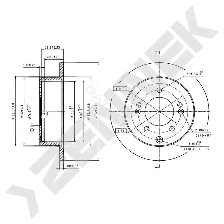 Тормозные диски ZENNEK DBD1107