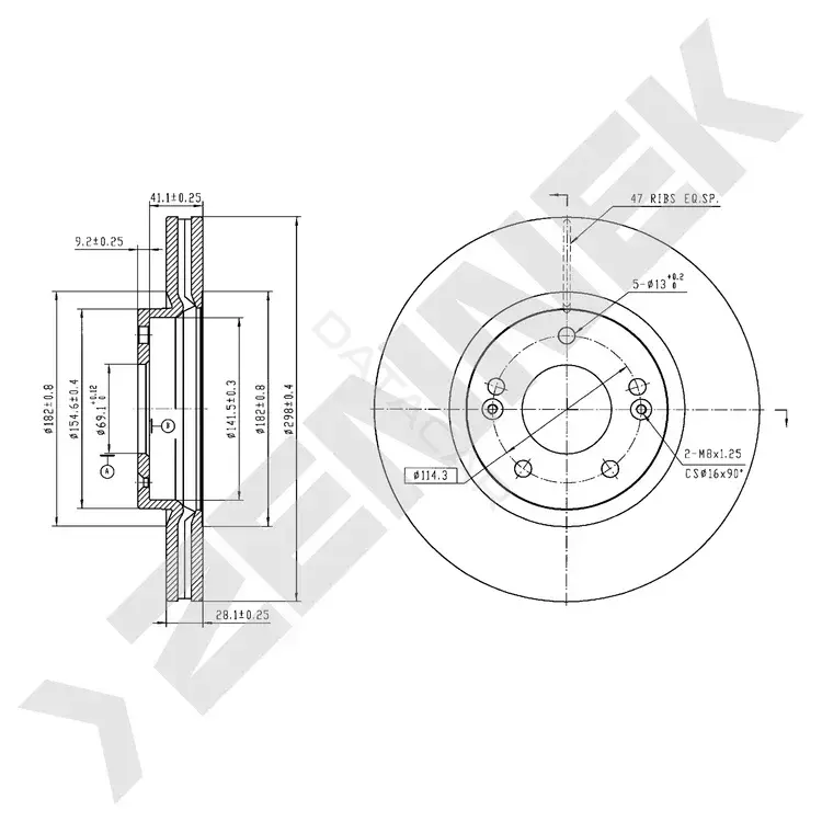 Тормозные диски ZENNEK DBD1115