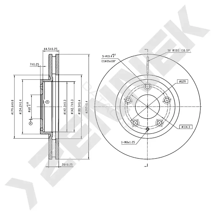 Тормозные диски ZENNEK DBD1119