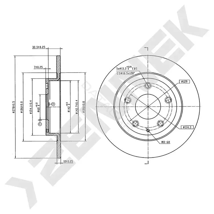 Тормозные диски ZENNEK DBD1126