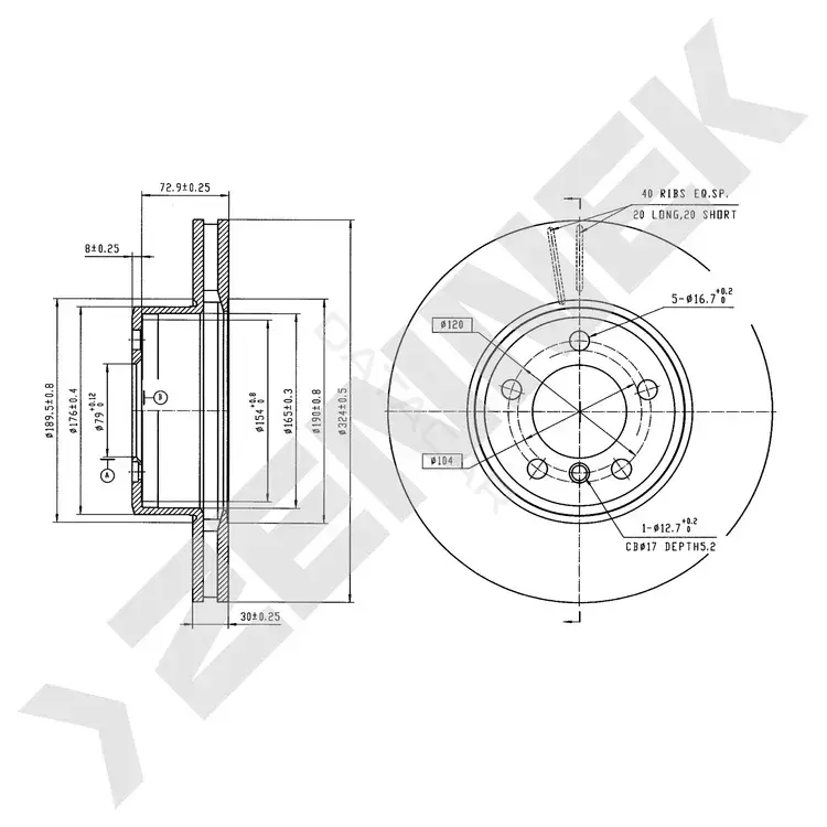 Тормозные диски ZENNEK DBD1198