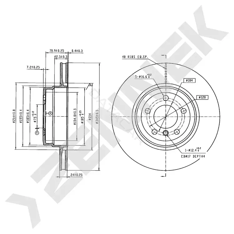 Тормозные диски ZENNEK DBD1203