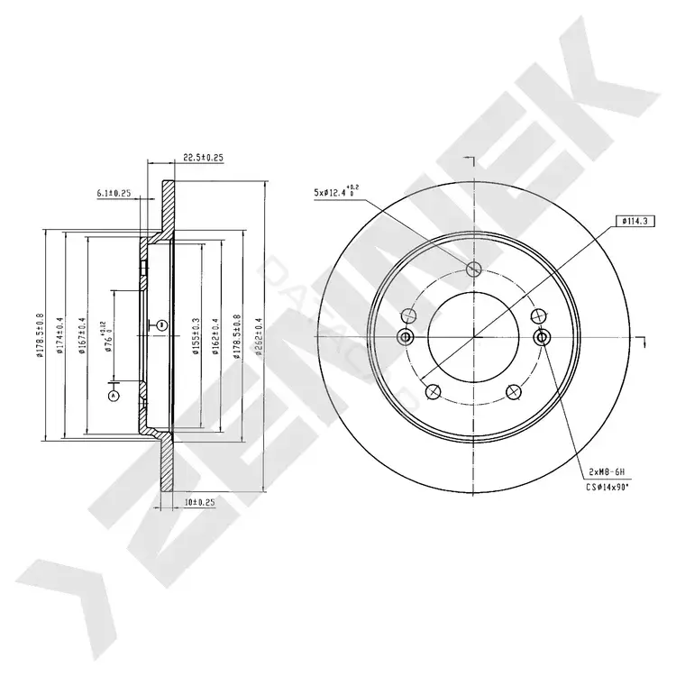 Тормозные диски ZENNEK DBD1244