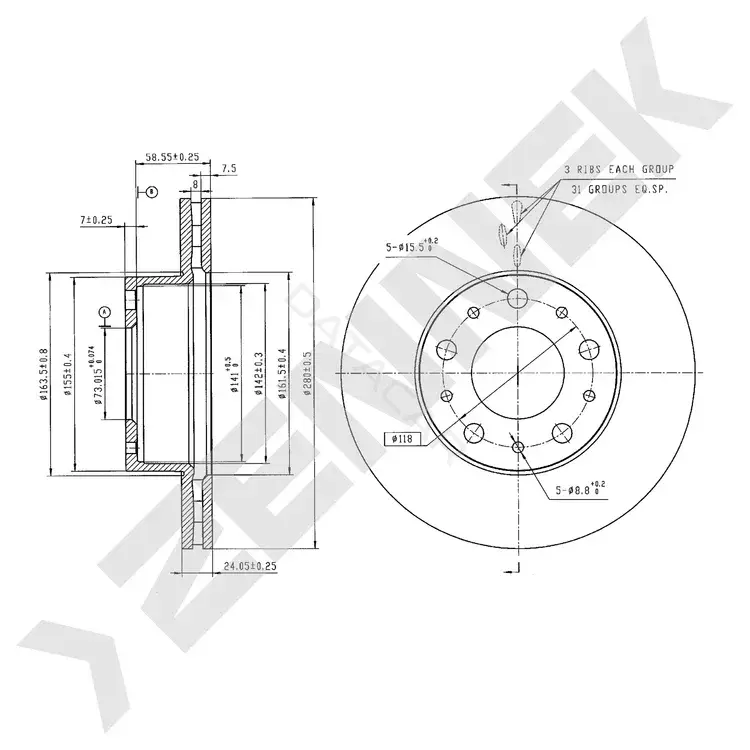 Тормозные диски ZENNEK DBD1377