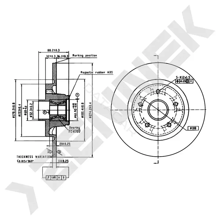 Тормозные диски ZENNEK DBD1397