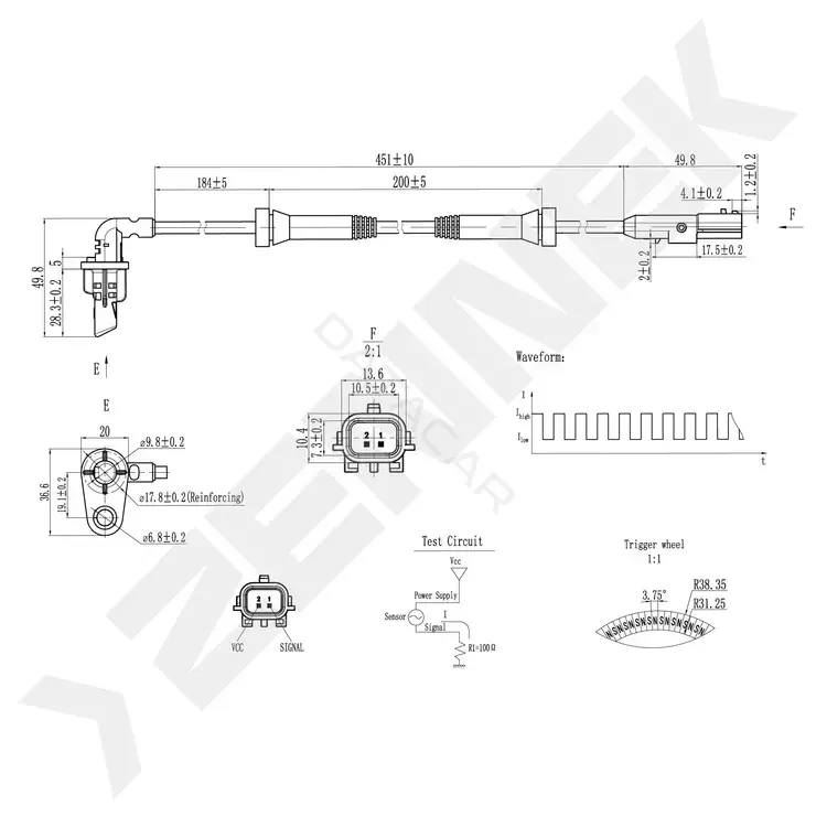 Датчик АБС ZENNEK DAS0796