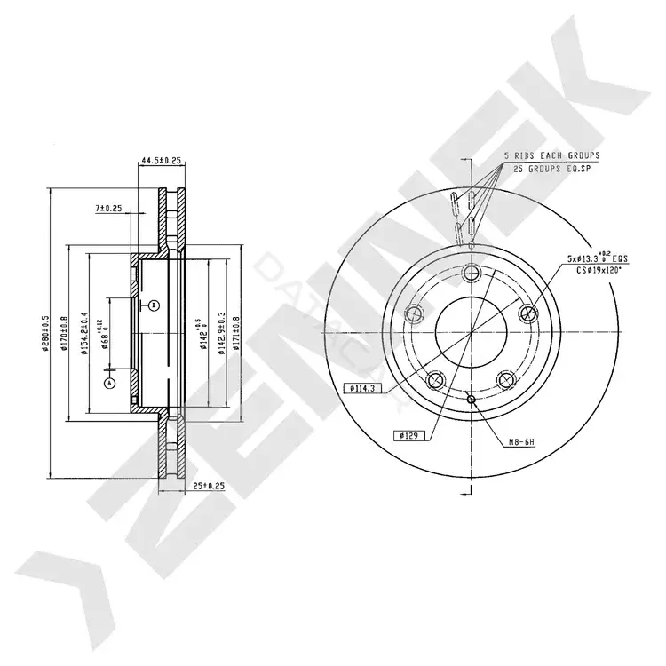 Тормозные диски ZENNEK DBD0404