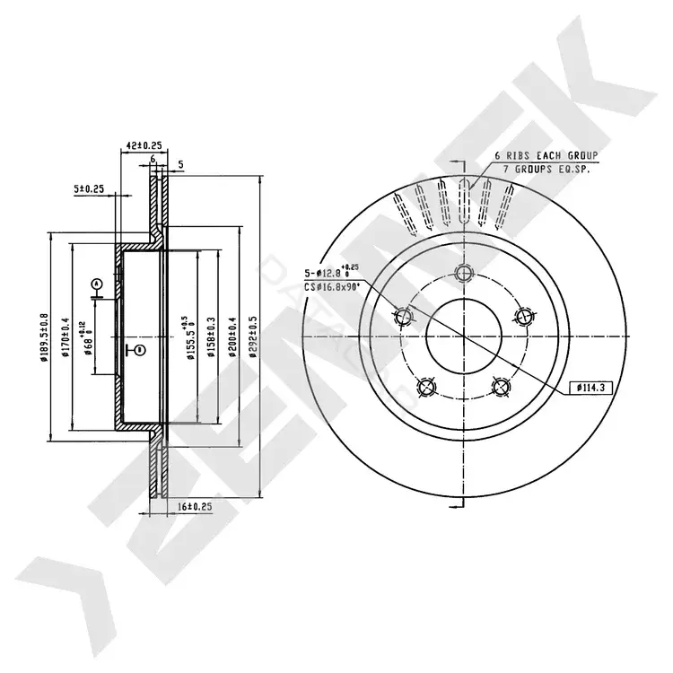 Тормозные диски ZENNEK DBD0408