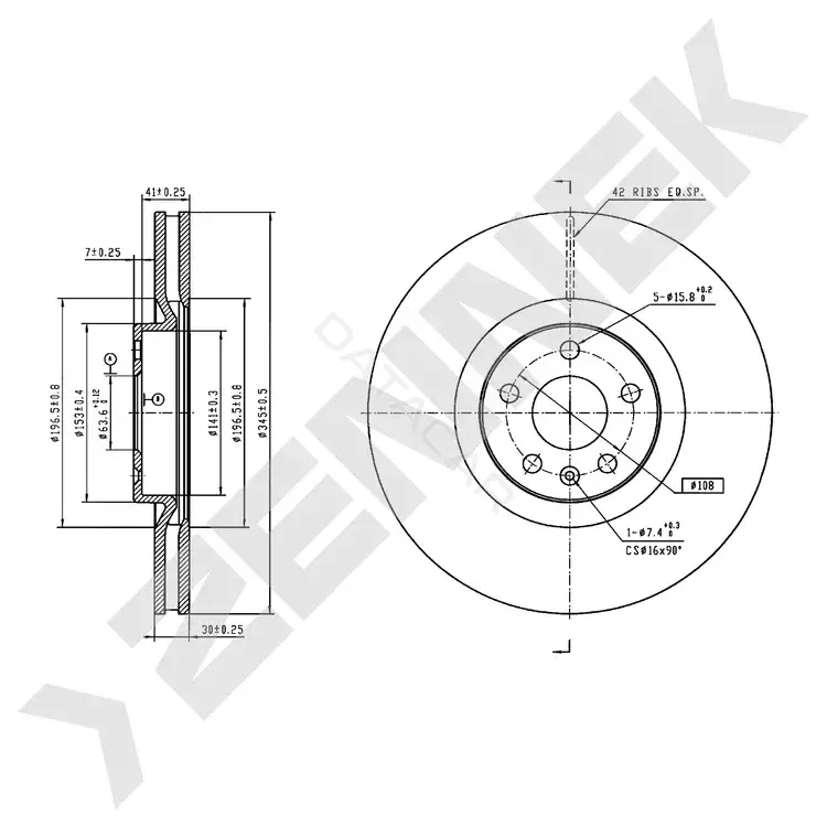 Тормозные диски ZENNEK DBD0584
