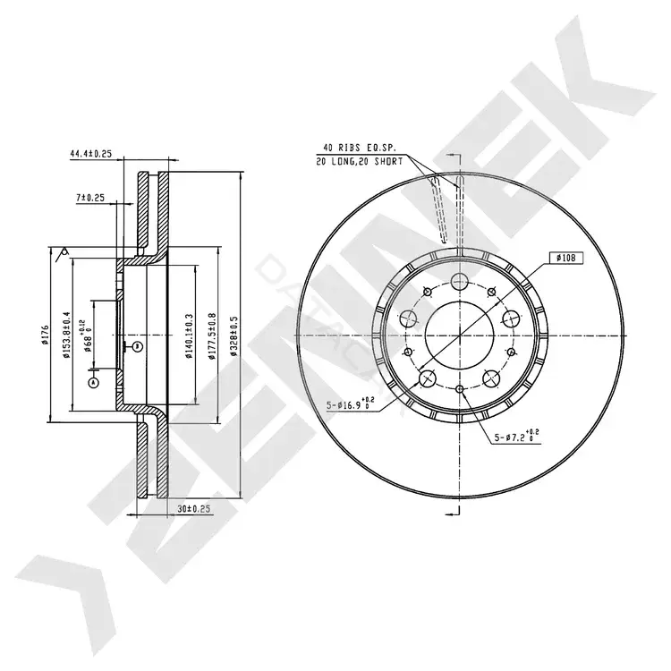 Тормозные диски ZENNEK DBD0587