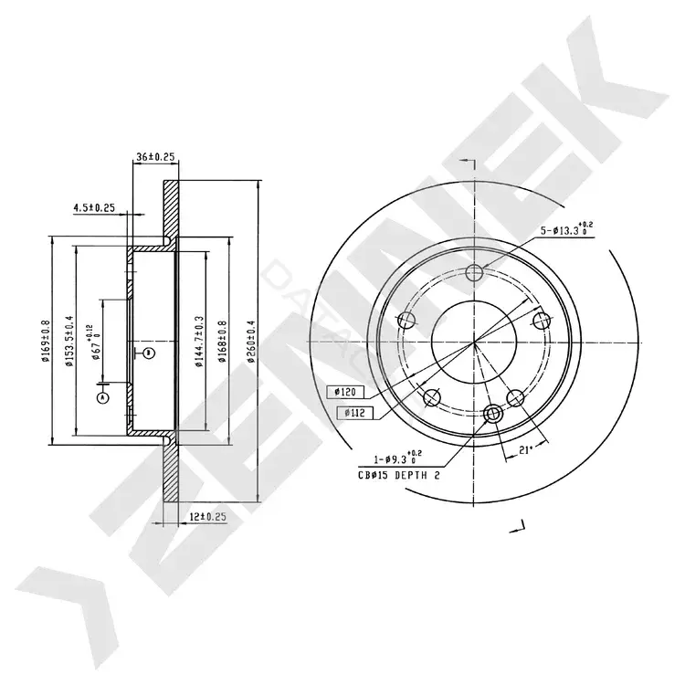 Тормозные диски ZENNEK DBD0733