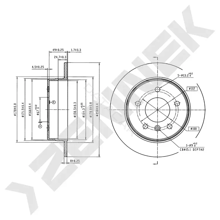Тормозные диски ZENNEK DBD0779