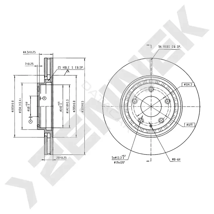 Тормозные диски ZENNEK DBD1465