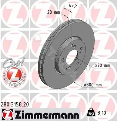 Тормозные диски ZIMMERMANN 280.3158.20
