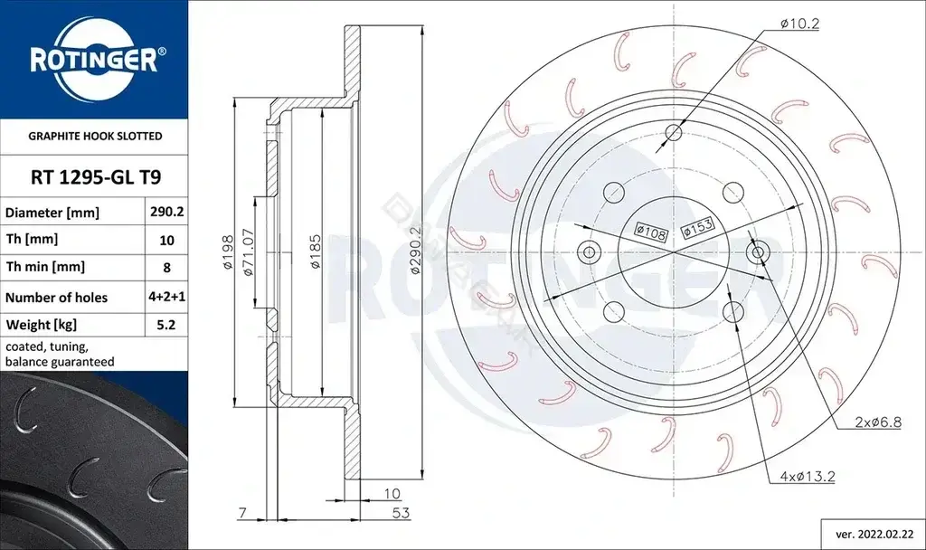 Тормозные диски ROTINGER RT1295-GLT9
