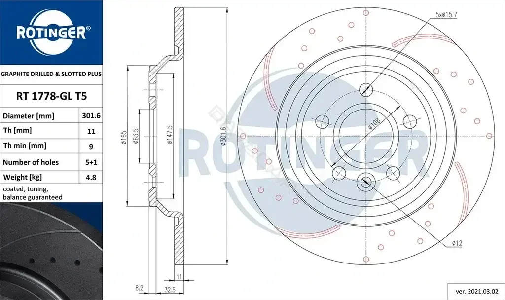 Тормозные диски ROTINGER RT1778-GLT5
