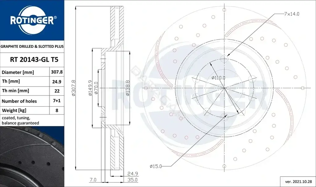 Тормозные диски ROTINGER RT20143-GLT5