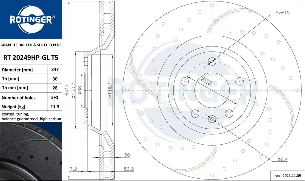 Тормозные диски ROTINGER RT20249HP-GLT5