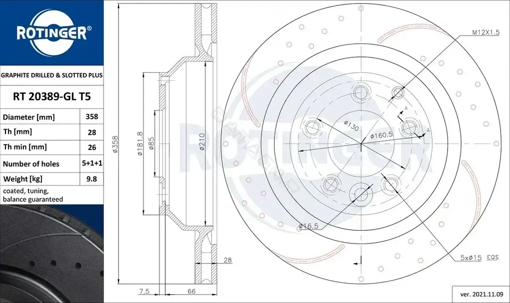 Тормозные диски ROTINGER RT20389-GLT5