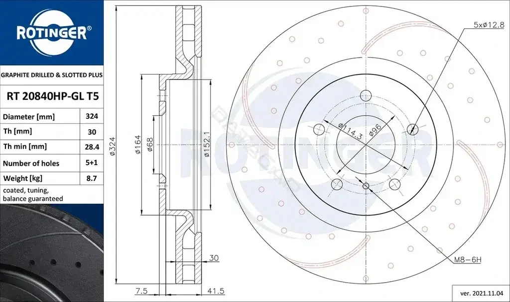 Тормозные диски ROTINGER RT20840HP-GLT5