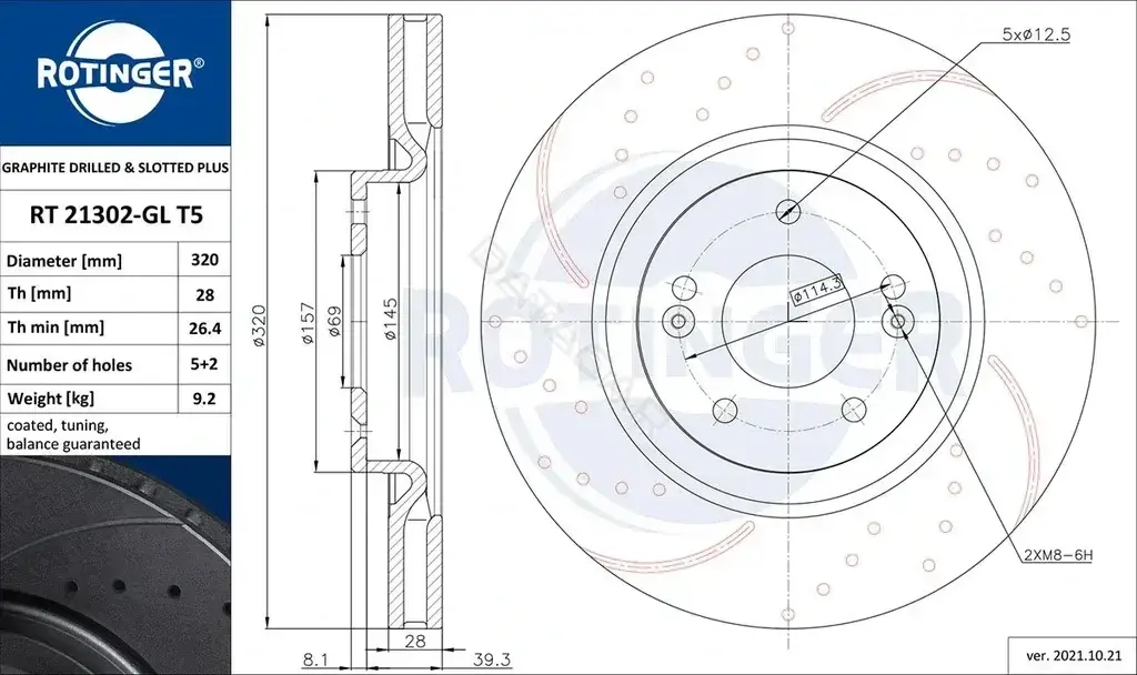 Тормозные диски ROTINGER RT21302-GLT5