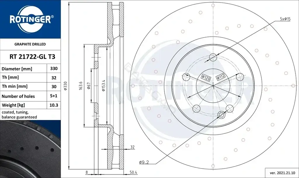 Тормозные диски ROTINGER RT21722-GLT3