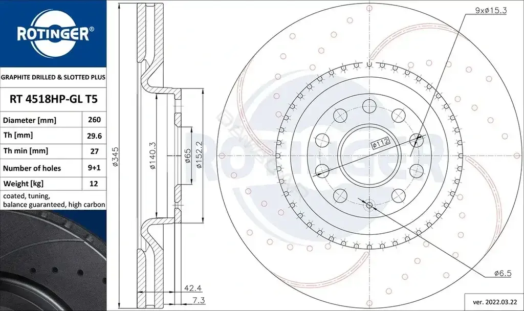 Тормозные диски ROTINGER RT4518HP-GLT5