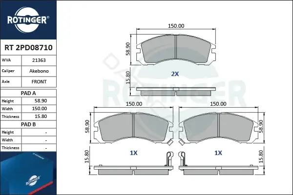 Тормозные колодки ROTINGER RT2PD08710