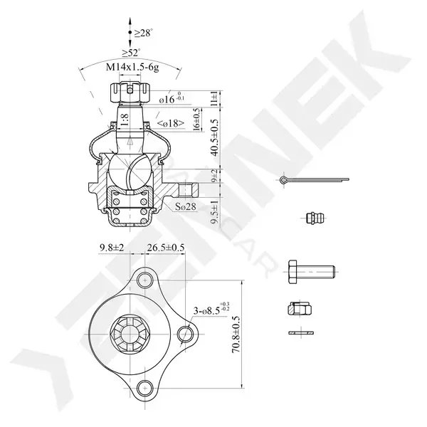 Шаровая опора ZENNEK DBJ0094