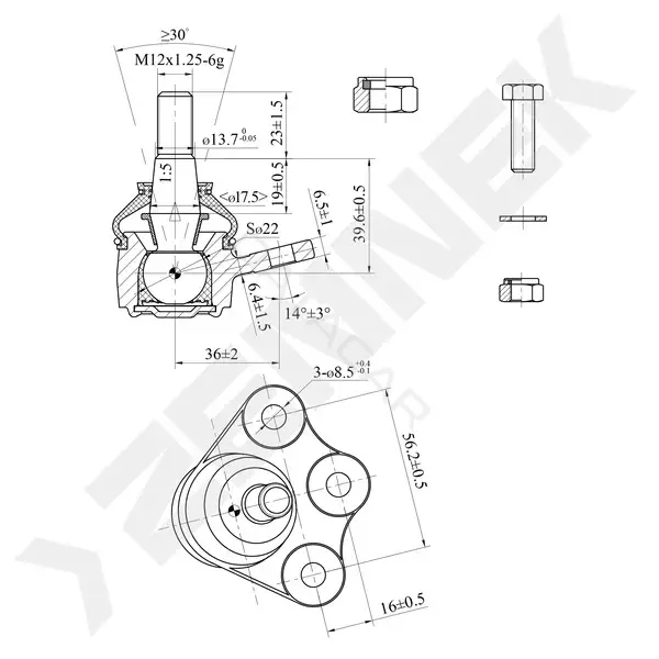 Шаровая опора ZENNEK DBJ0104